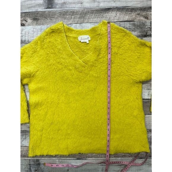 Anthropologie Simone Yellow V Neck Merino Wool Blend Long Sleeve Sweater | Small - Picture 5 of 8